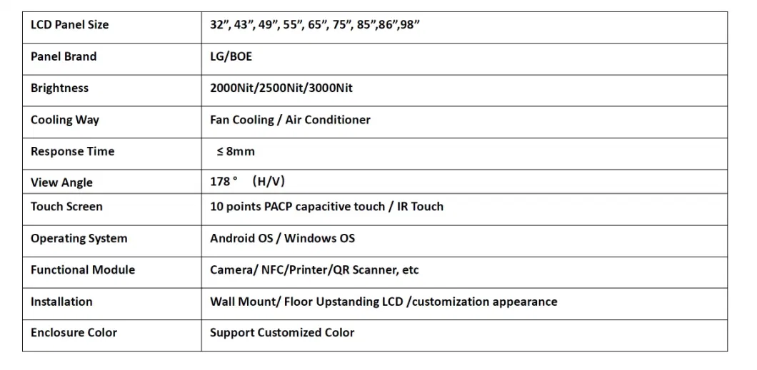 49 Inch Android System WiFi Auto Temperature Calibration System IP65 Waterproof IR Pacp Touch Screen Outdoor LCD Kiosk Totem Digital Signage for Train Station