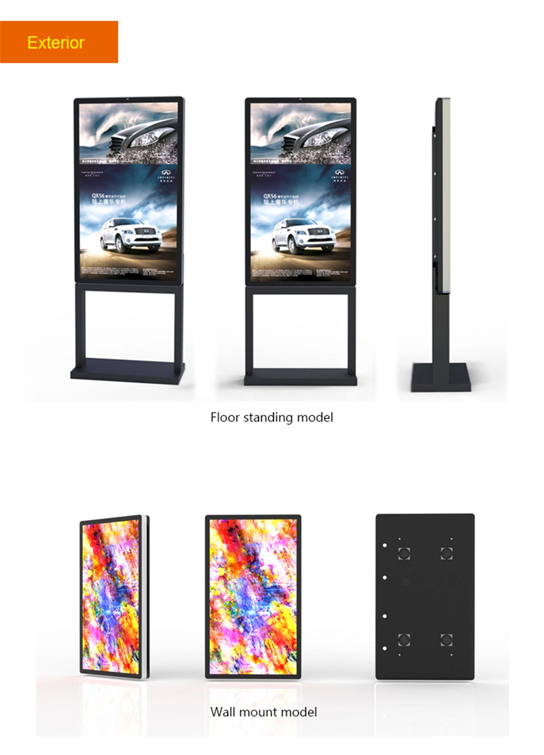 Floor Stand Digital Signage Player LCD Video Player 55 Inch Vertical Display Interactive Digital Signage Super Thin Kiosk 55" Digital Scale Video